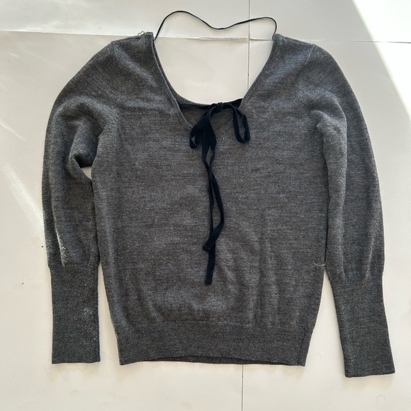 Anthropologie Angel Of The North Torie Tie-Back Sweater Size  medium Grey - Picture 6 of 7